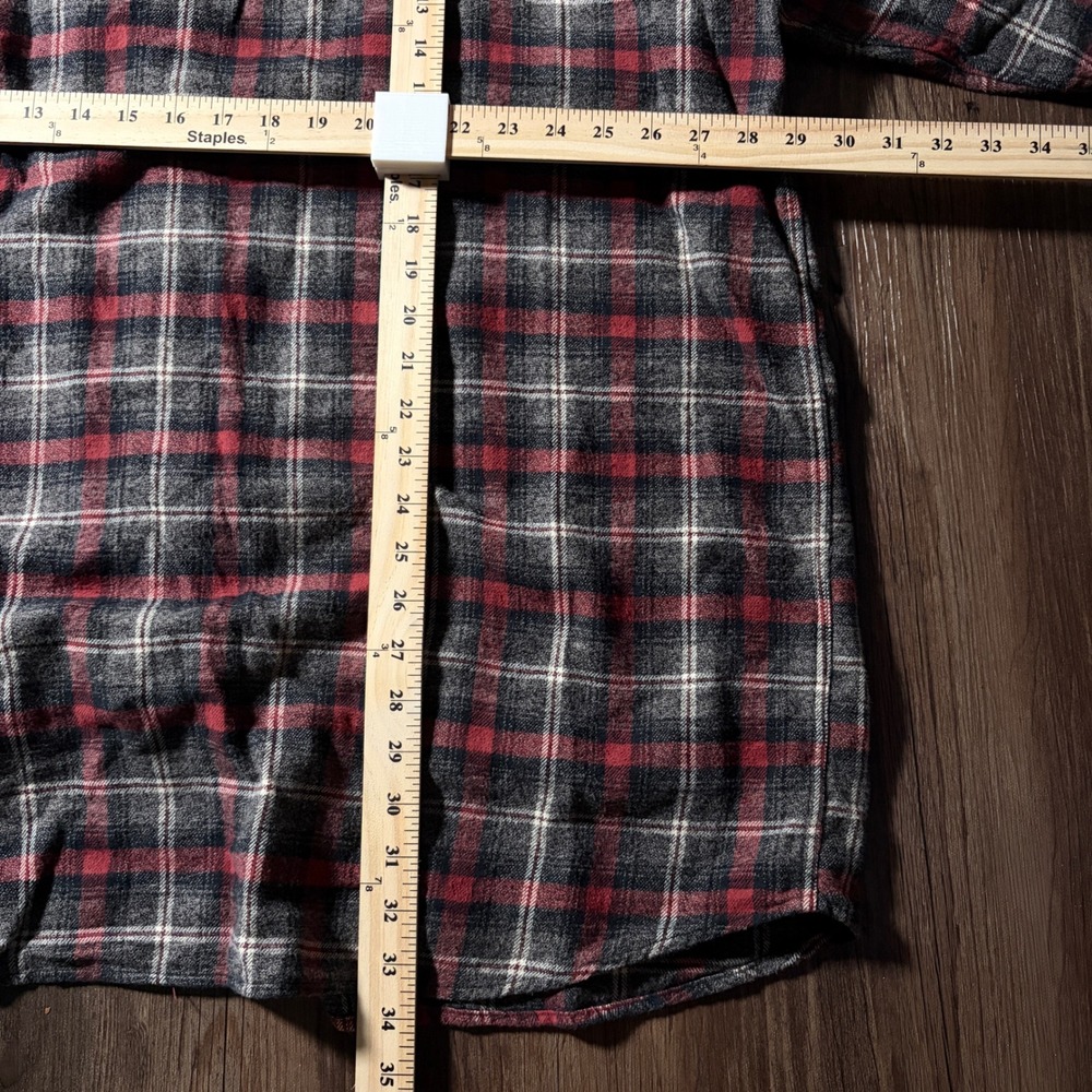 Woolrich Mens 3XLT Plaid Flannel Long Sleeve Button Up Shirt Red Gray White - Picture 5 of 5